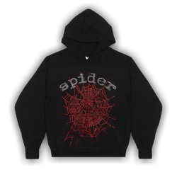 Black Rhinestone Web Hoodie