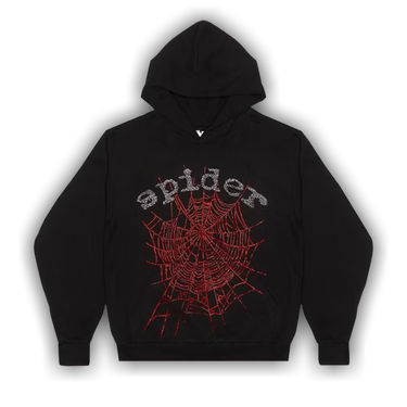 Black Rhinestone Web Hoodie